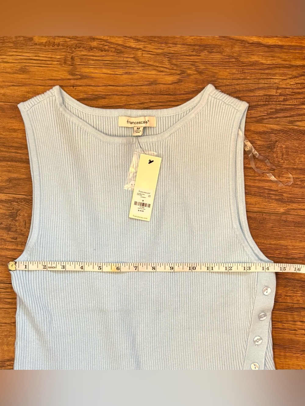 Francesca's Light Blue Ribbed Side-Button Tank - Picture 6 of 7